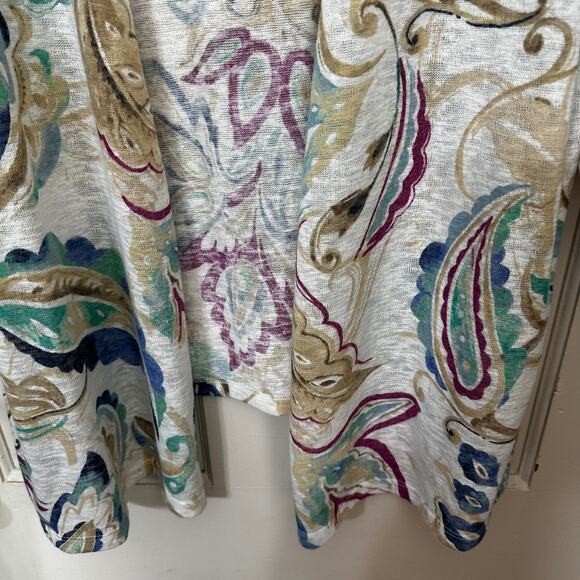 Catherines Women's Cardigan Plus Size‎ 2X White Paisley 3/4 Sleeve Open Front - Picture 5 of 6